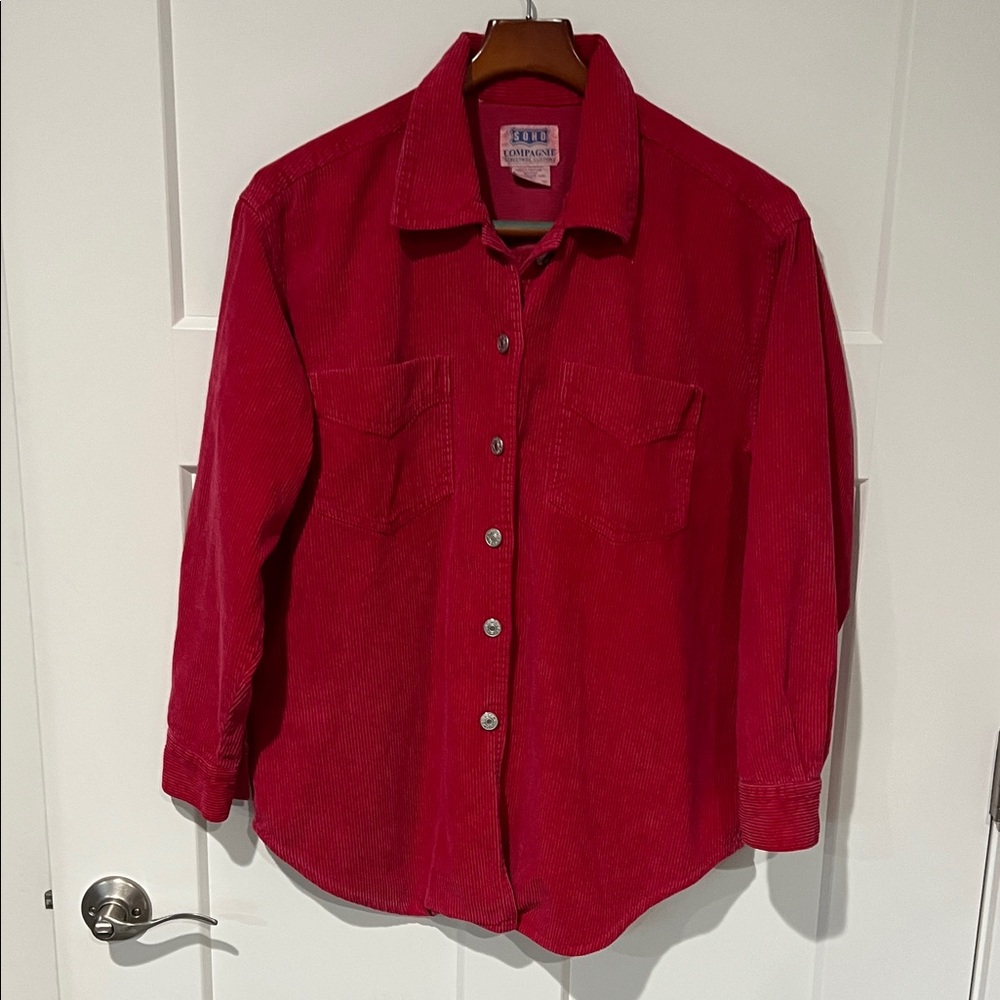 90’s Vintae SOHO Compagnie Corduroy Button-Up Shirt Sz M